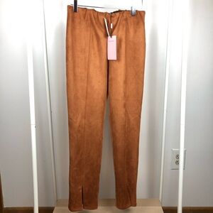 NWT Anthropologie Avec Les Filles Slit Front Sueded Leggings L